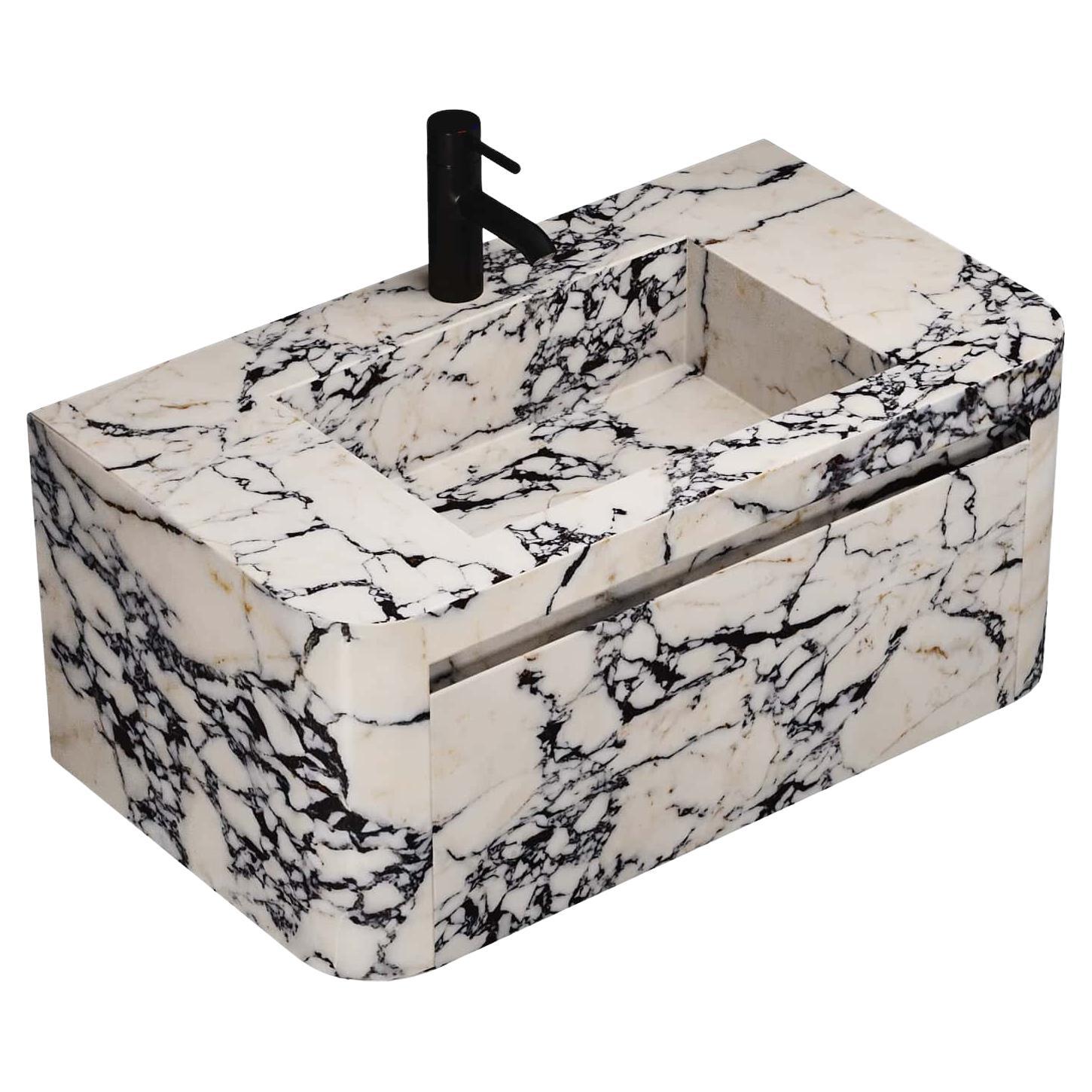 Lyke - Mueble de Baño de Pared - Calacatta Viola - Mediano
