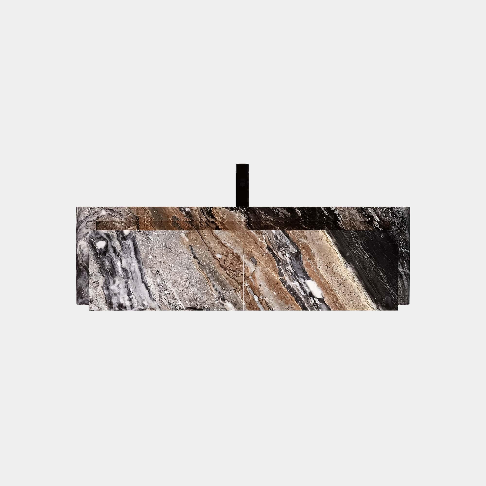 Fait main Lyke - Vanity de salle de bains murale - Galaxy gris - Large en vente