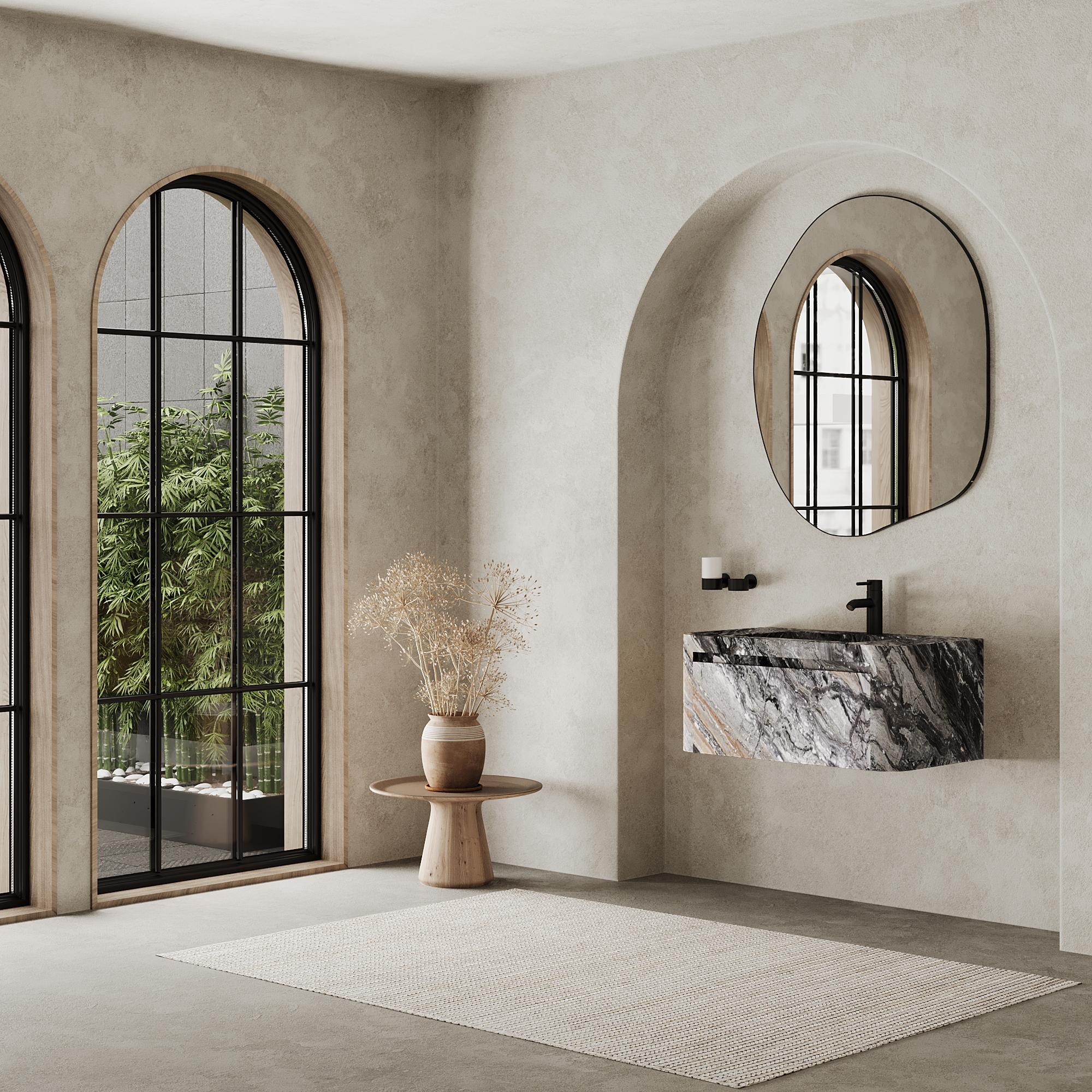 Nuestro lavabo flotante Lyke presenta un precioso mármol veteado que añade profundidad y carácter a la estética de tu cuarto de baño.

El exterior está fabricado íntegramente en mármol de primera calidad, mientras que el interior es de madera