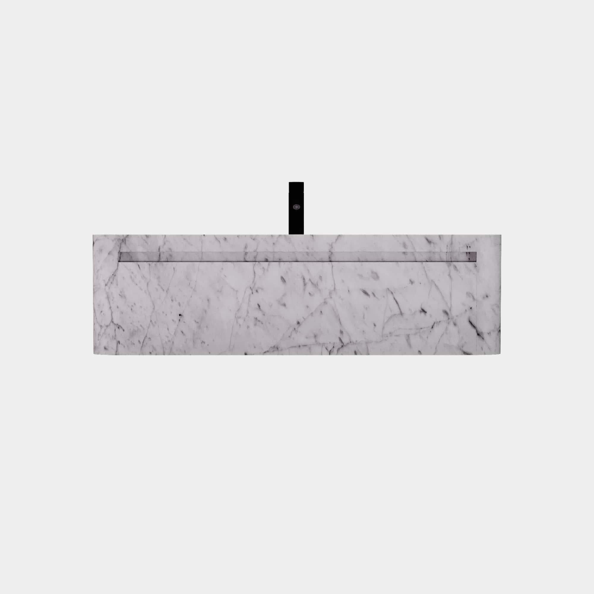 Our Lyke floating vanity features a beautiful, veined marble that adds depth and character to your bathroom aesthetics. The exterior is crafted entirely from premium marble, with the interior crafted in solid wood—this vanity combines a sleek