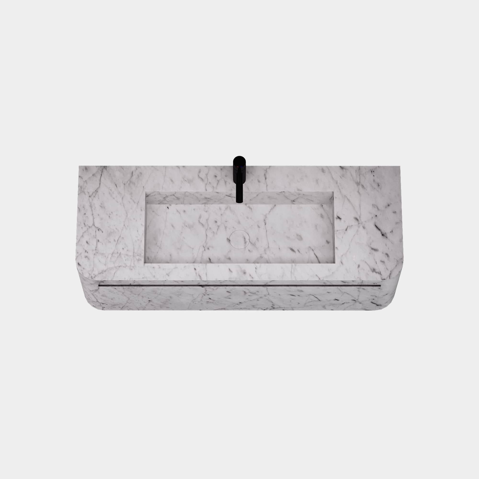Scandinavian Modern Lyke - Wall-Mounted Bathroom Vanity - White Carrara - Large For Sale