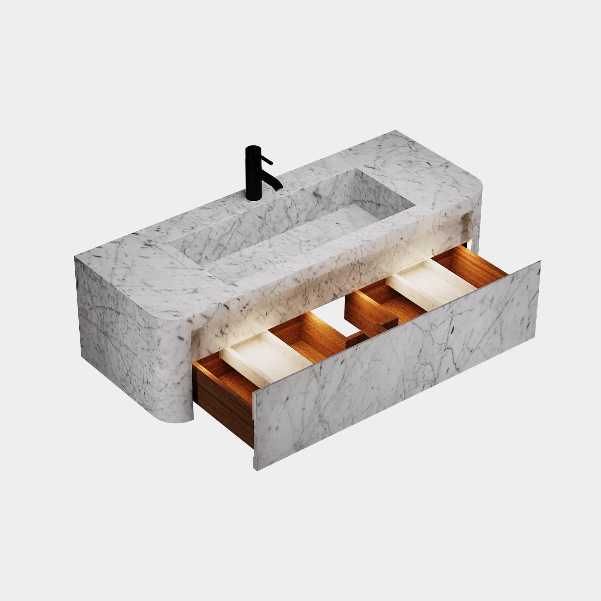 Portuguese Lyke - Wall-Mounted Bathroom Vanity - White Carrara - Large For Sale