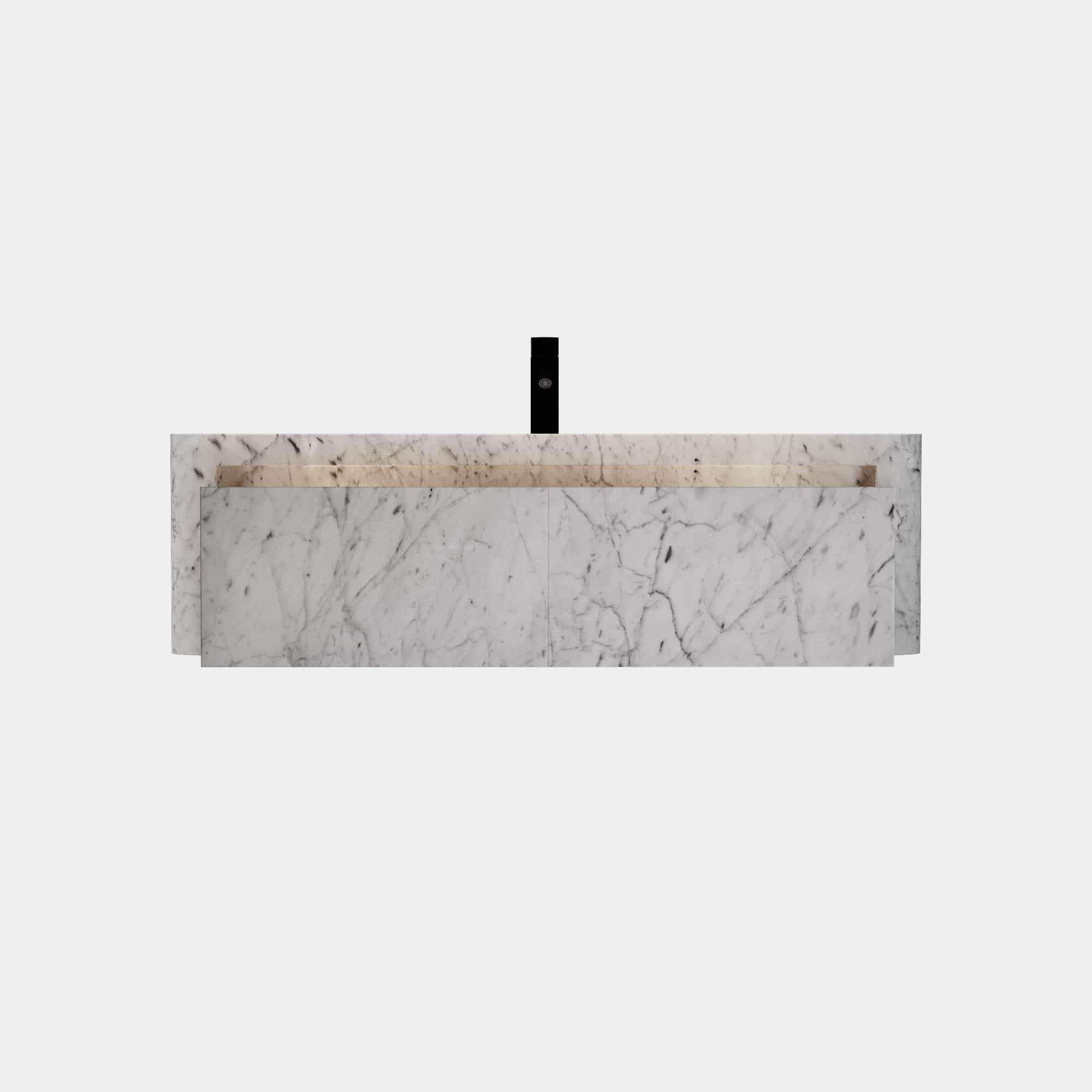 Hand-Crafted Lyke - Wall-Mounted Bathroom Vanity - White Carrara - Large For Sale