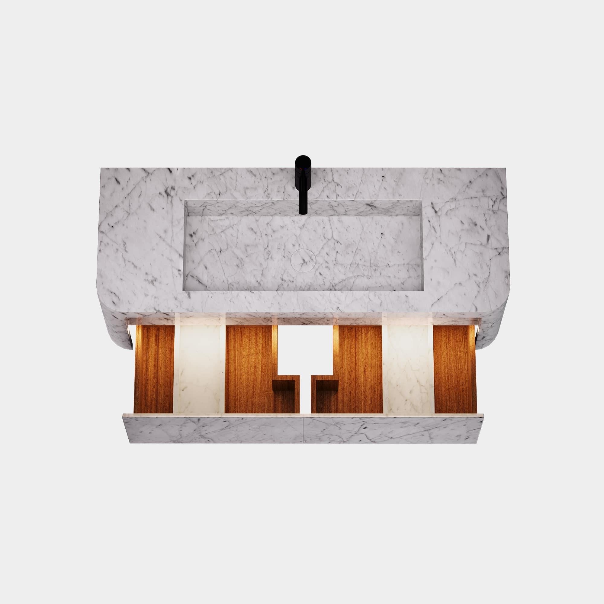 Lyke - Wall-Mounted Bathroom Vanity - White Carrara - Large In New Condition For Sale In Lisbon, PT