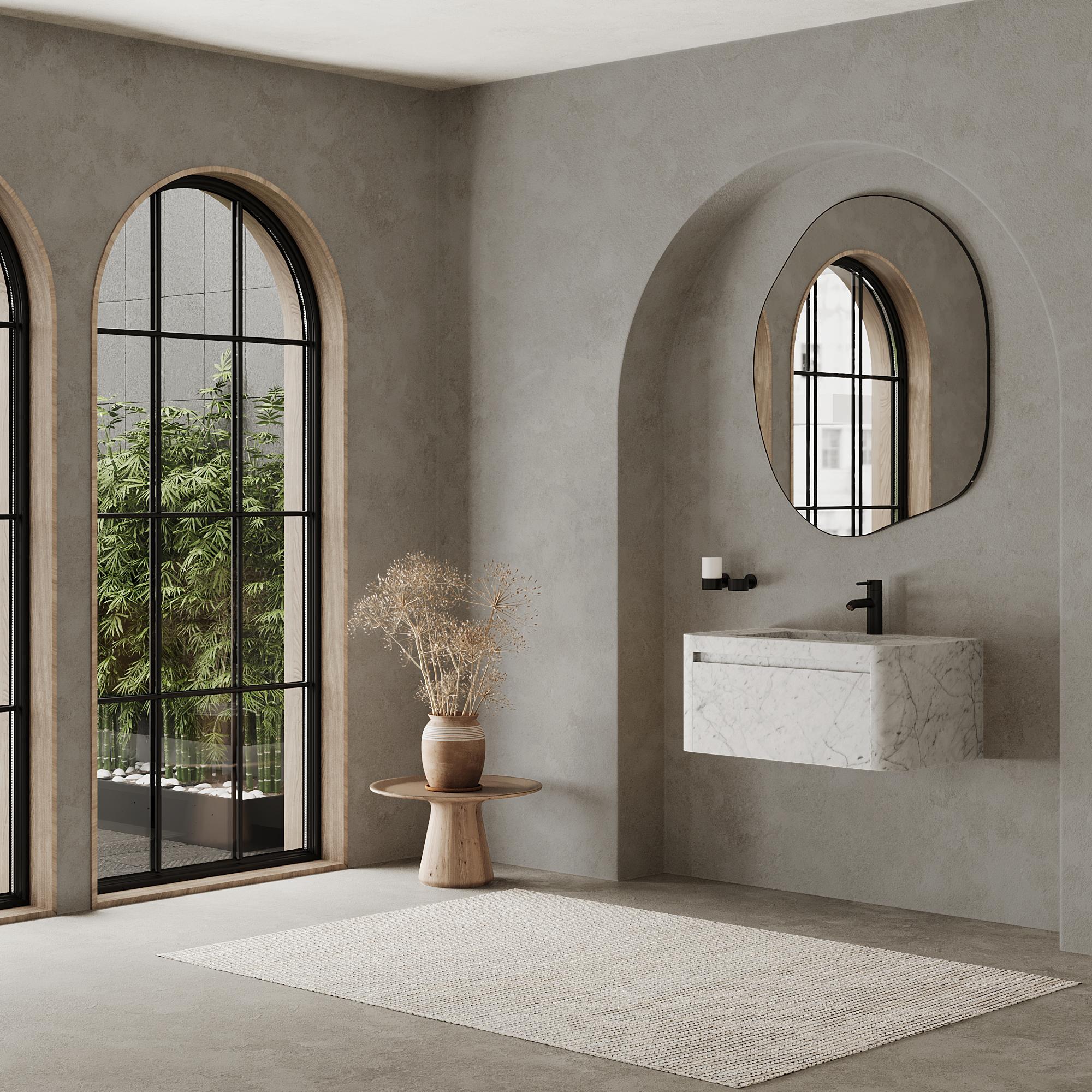 Lyke - Wall-Mounted Bathroom Vanity - White Carrara - Large For Sale 1