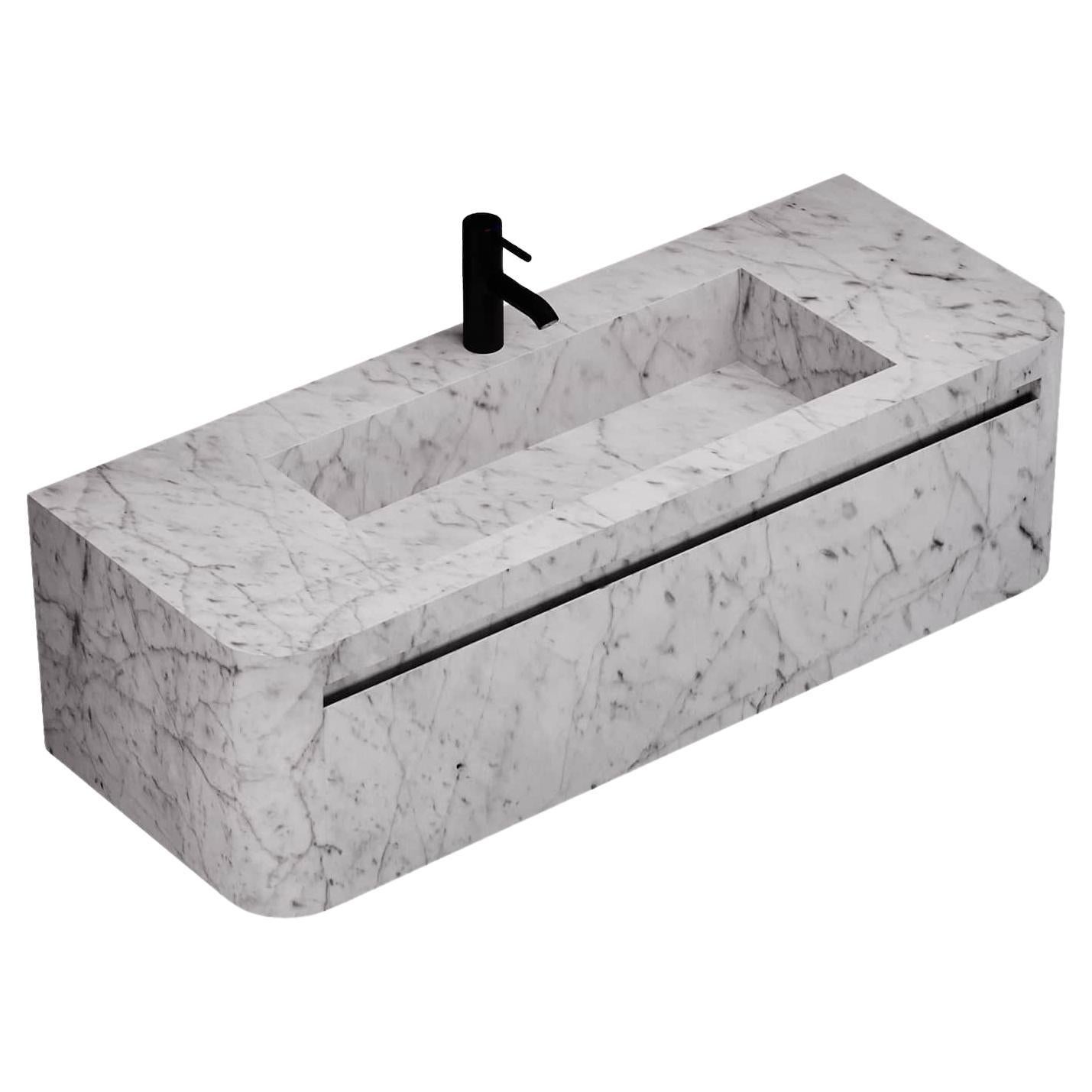 Lyke - Wall-Mounted Bathroom Vanity - White Carrara - Large For Sale