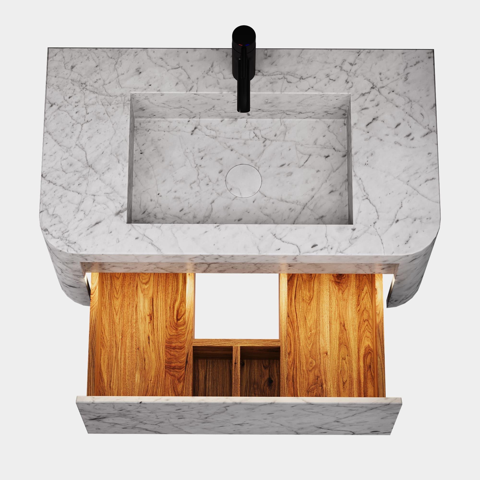 XXI secolo e contemporaneo Lyke - Mobiletto da bagno a parete - Whiting Carrara - Medio in vendita