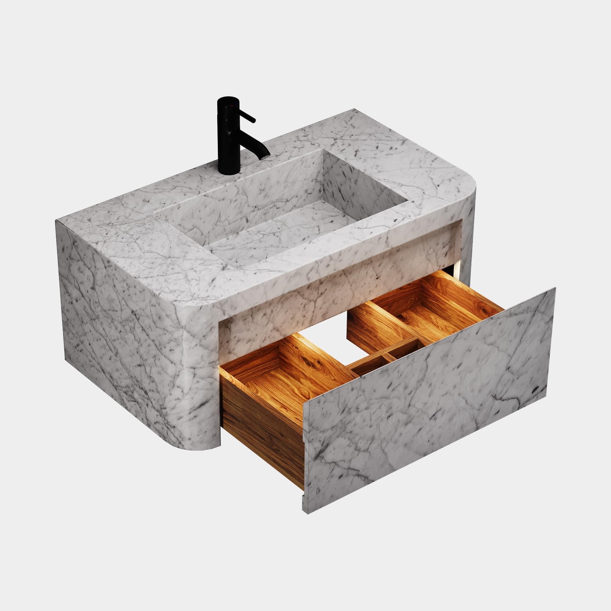 Lyke - Mobiletto da bagno a parete - Whiting Carrara - Medio in vendita 1