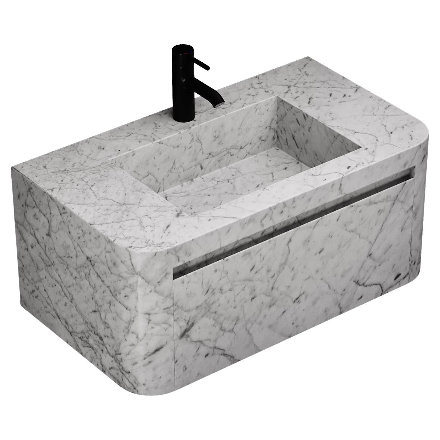 Lyke - Mueble de Baño de Pared - Blanco Carrara - Mediano