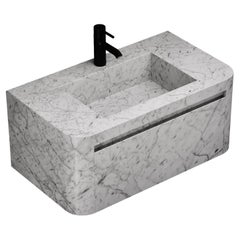 Lyke - Vanity de salle de bains murale - Carrare blanc - Moyen