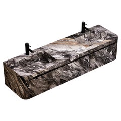 Lyke - Wall-Mounted Double Basin Bathroom Vanity - Grey Galaxy