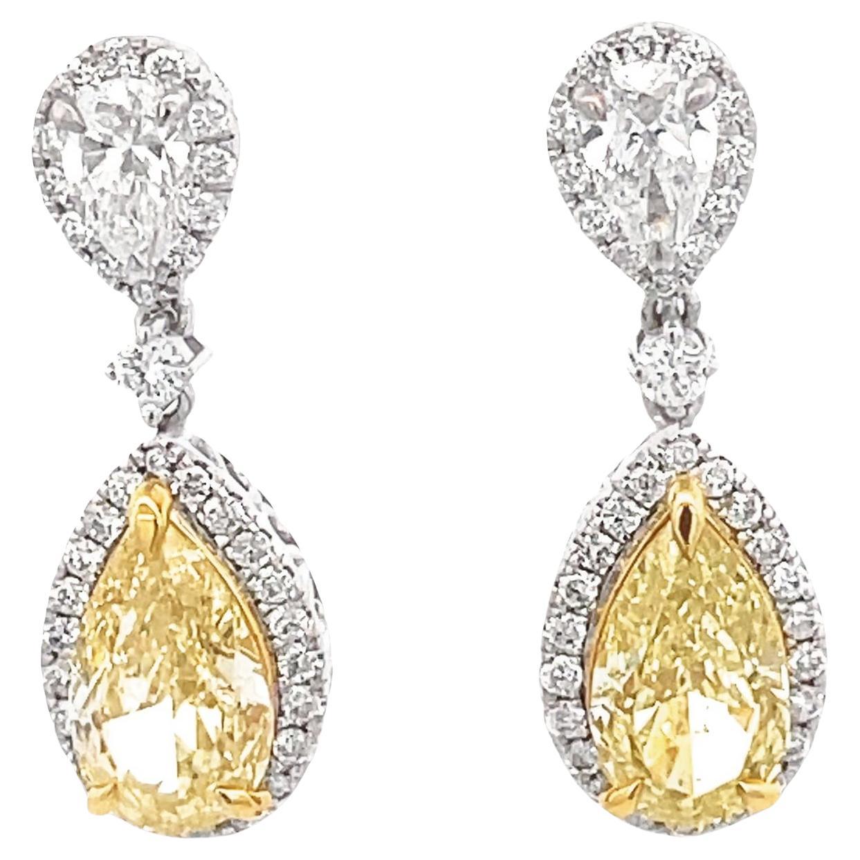 Radiant Multi 14K Drop Pear Shaped Diamond Waterfall Earrings