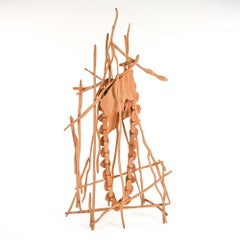 Lyle E. Light (1944-2009) Abstract Carved Wood Kinetic Sculpture 1974