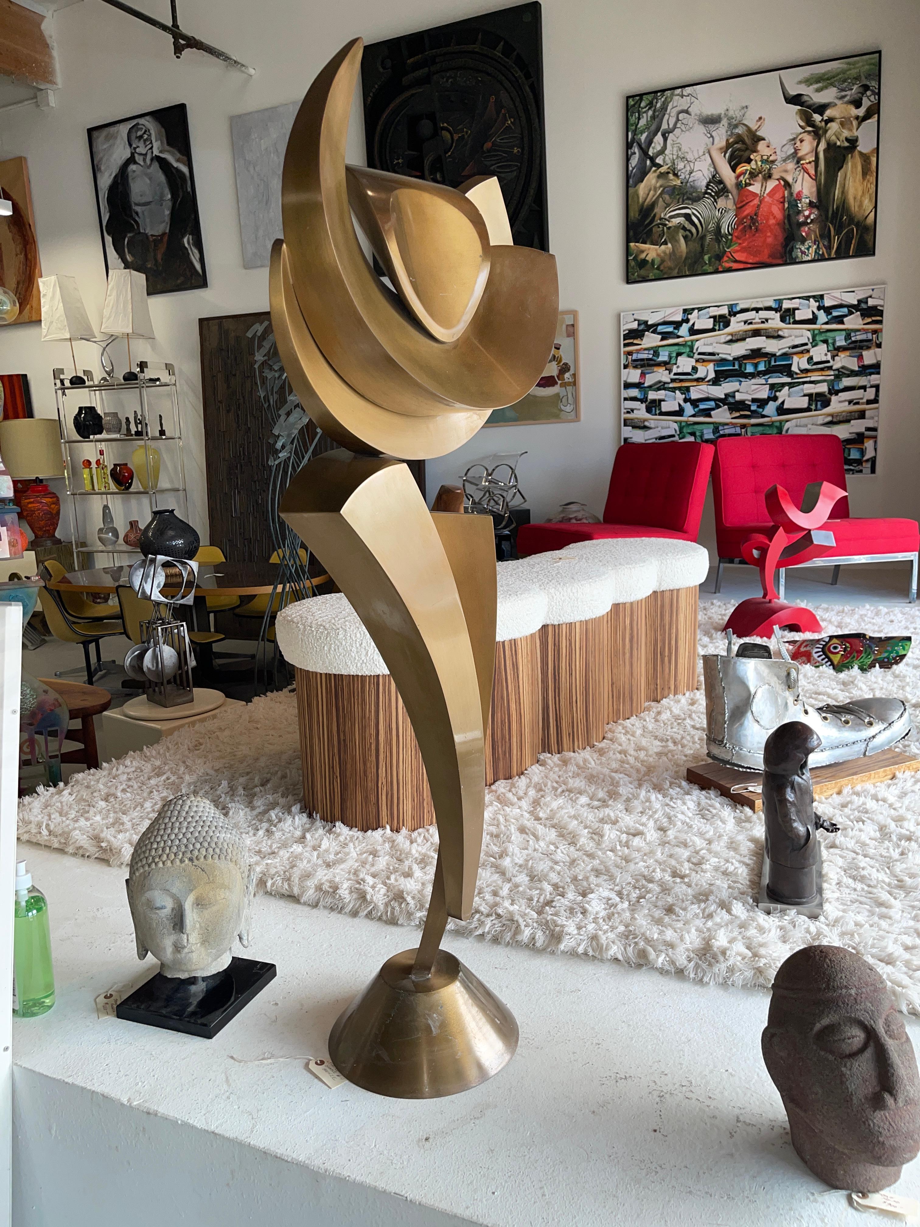 Lyle London large scale bronze abstract sculpture title Oracle #4. It was purchased directly from the artist in 1998 and will be accompanied by a copy of the receipt which is pictured. The bronze flows beautifully and will make a nice addition to
