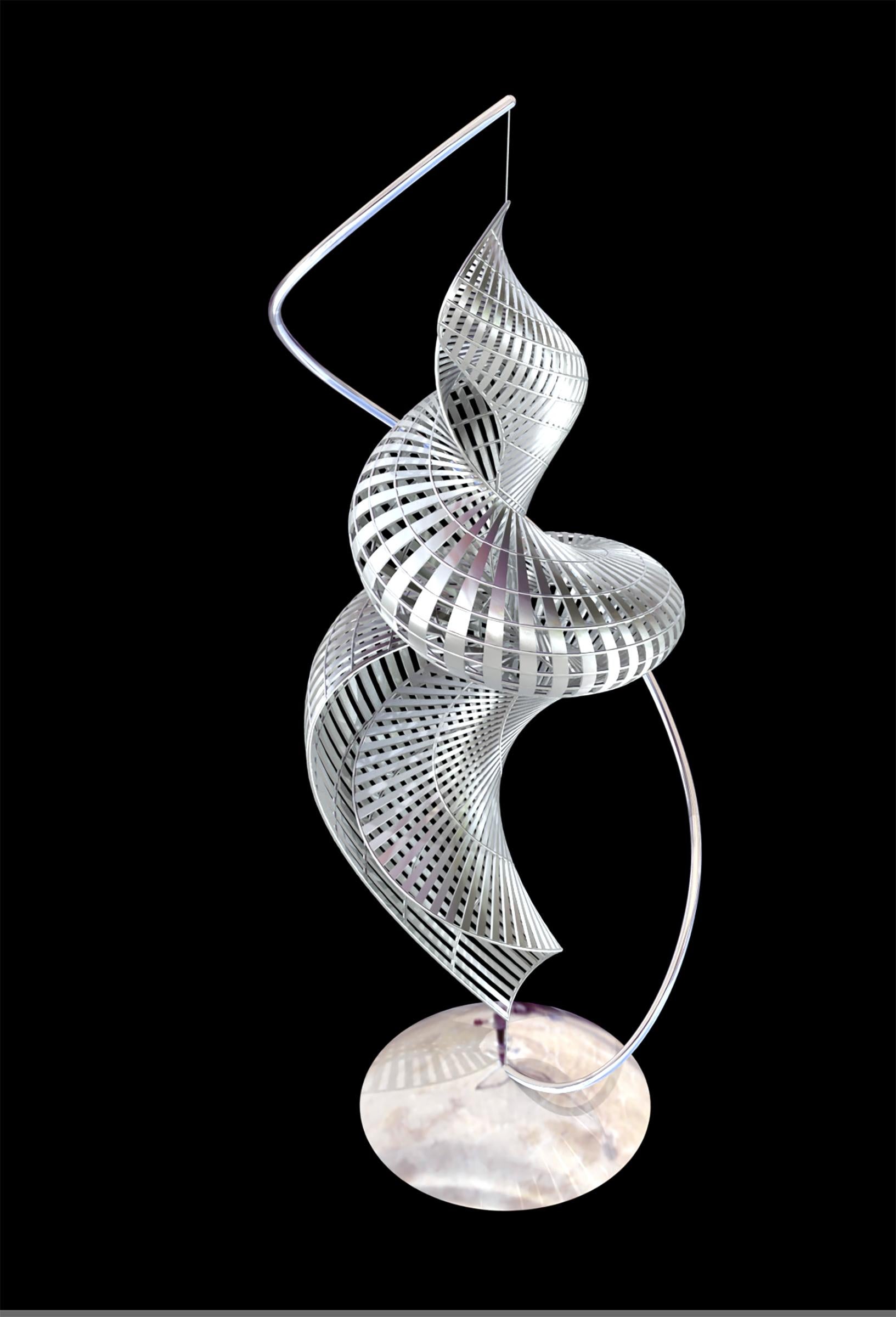 Esta gran impresión en 3D forma parte de una serie de abstracciones orgánicas inspiradas en las caracolas oceánicas.  Las impresiones en 3D son especialmente adecuadas para el proceso de diseño asistido por ordenador que se utiliza para crear estas