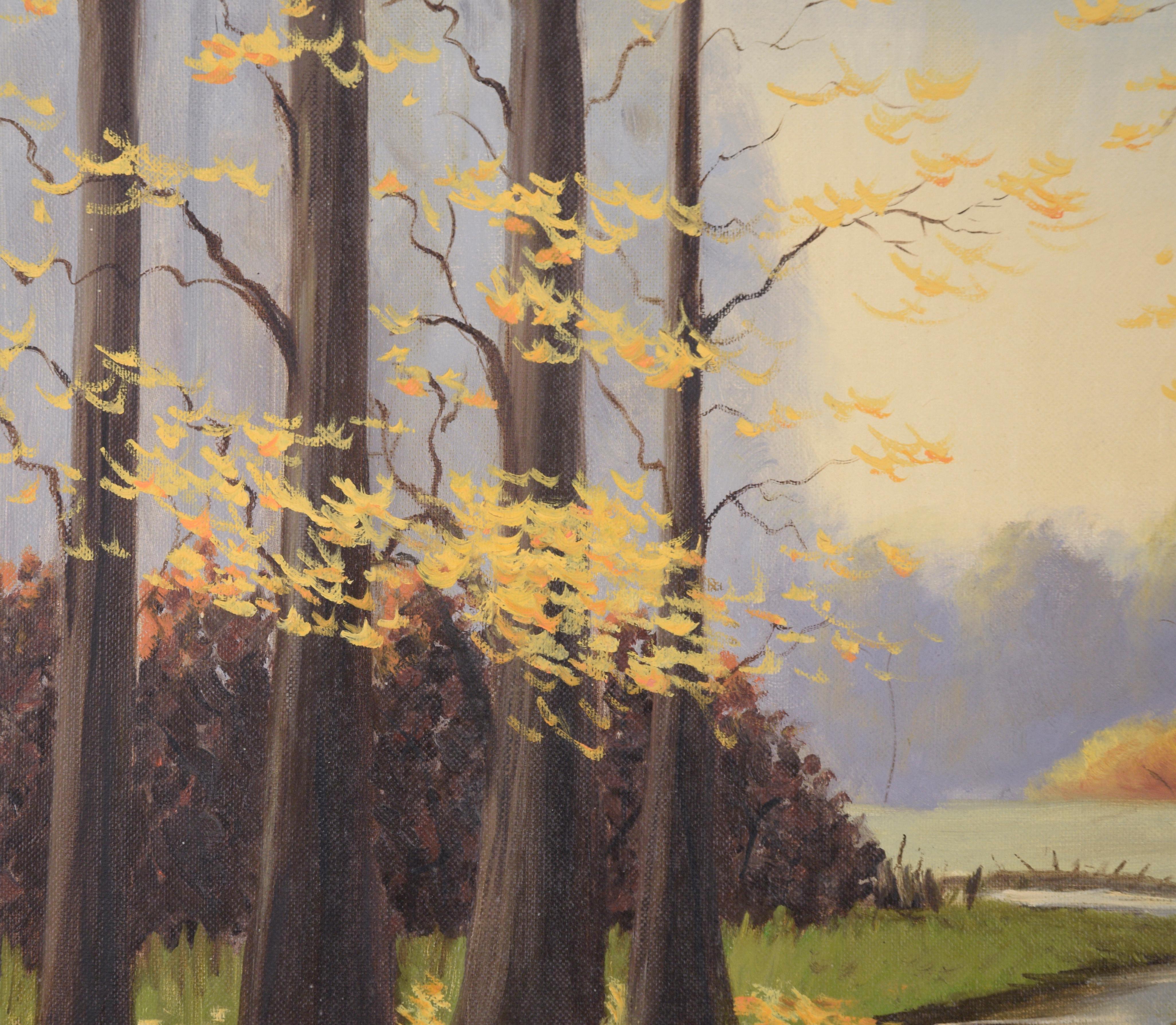 Fluss im Herbst - Landschaft (Amerikanischer Impressionismus), Painting, von Lylia T. Shackelford