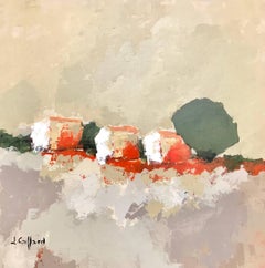 Le Rouge du Soir, Square Impressionist French Landscape Painting