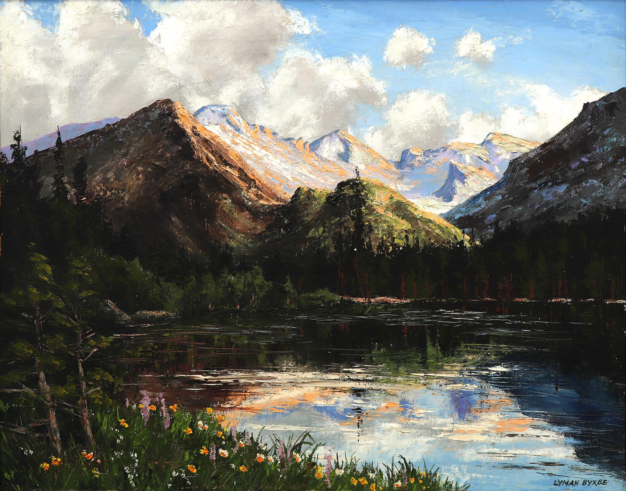 Bear Lake, Colorado, Estes Park, Rocky Mountain National Park, Vintage Landscape - Painting by Lyman Byxbe