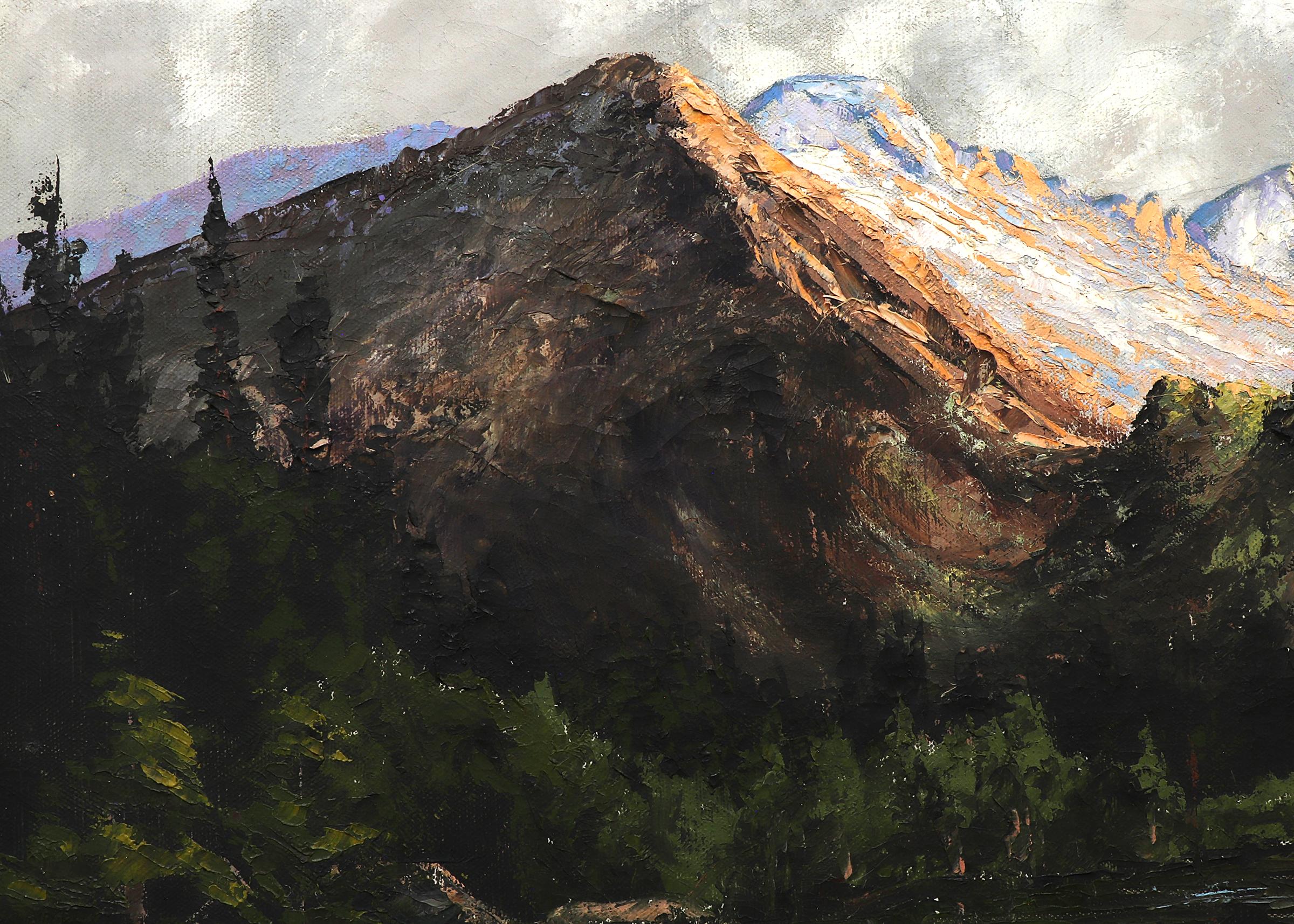 Bear Lake, Colorado, Estes Park, Rocky Mountain National Park, Vintage Landscape - Brown Landscape Painting by Lyman Byxbe