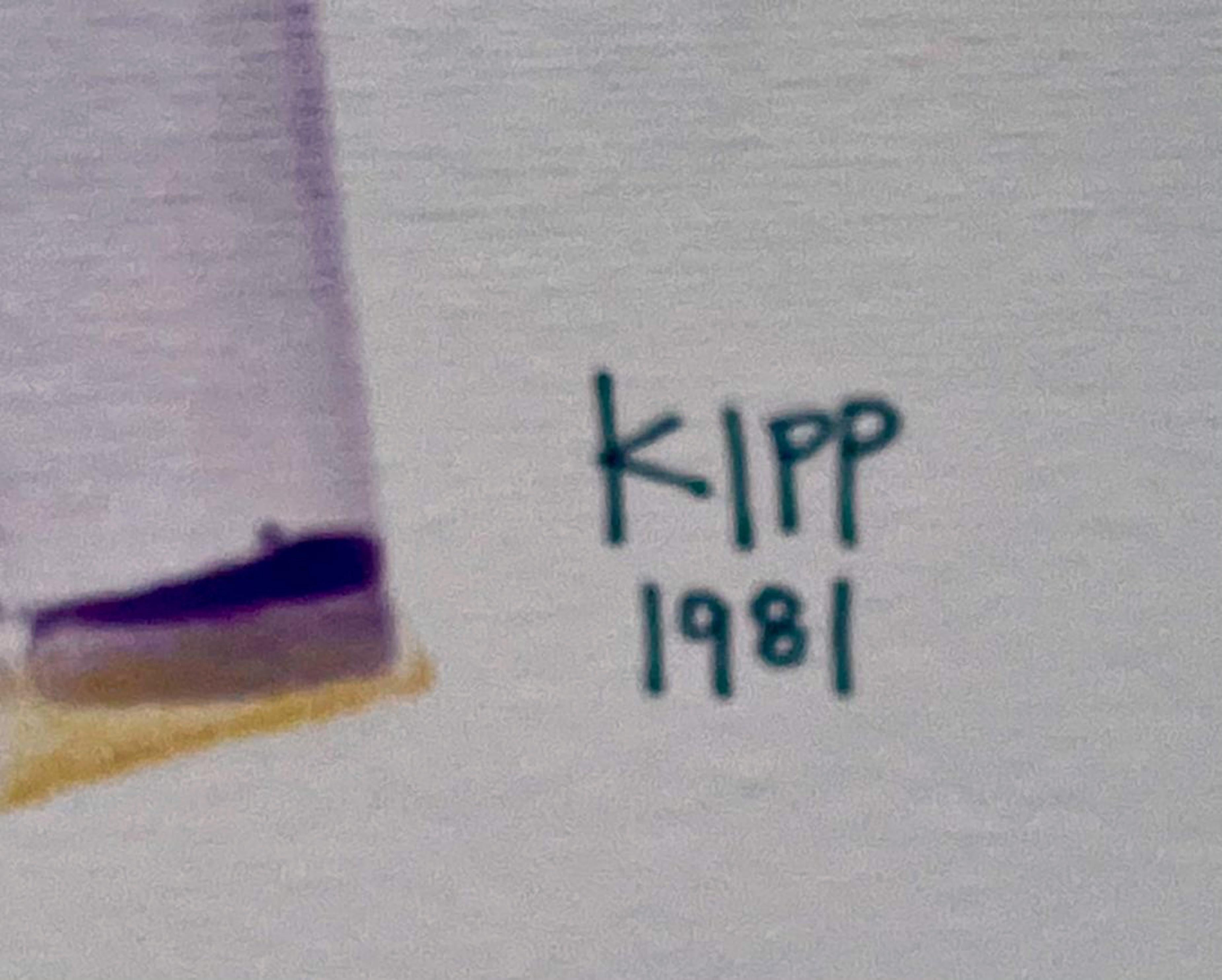 Minimalistisches Gemälde auf Papier des Pioniers Lyman Kipp, signiert, gerahmt – Painting von Lyman Kipp 