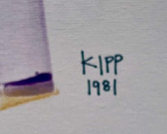 Minimalist painting on paper by pioneering sculptor Lyman Kipp, signed, Framed