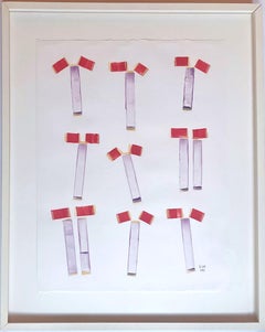 Dipinto minimalista su carta dello scultore pioniere Lyman Kipp, firmato, incorniciato