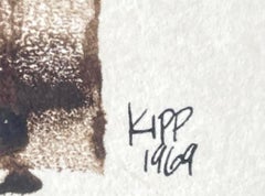 Lyman Kipp, Original Mid Century Modern Painting on paper signed Framed (unique)