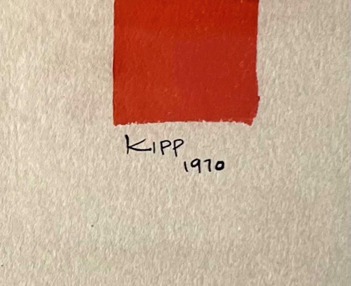 Einzigartiges Gemälde auf Papier, handsigniert vom Minimalismus-Pionier Lyman Kipp, gerahmt – Painting von Lyman Kipp 