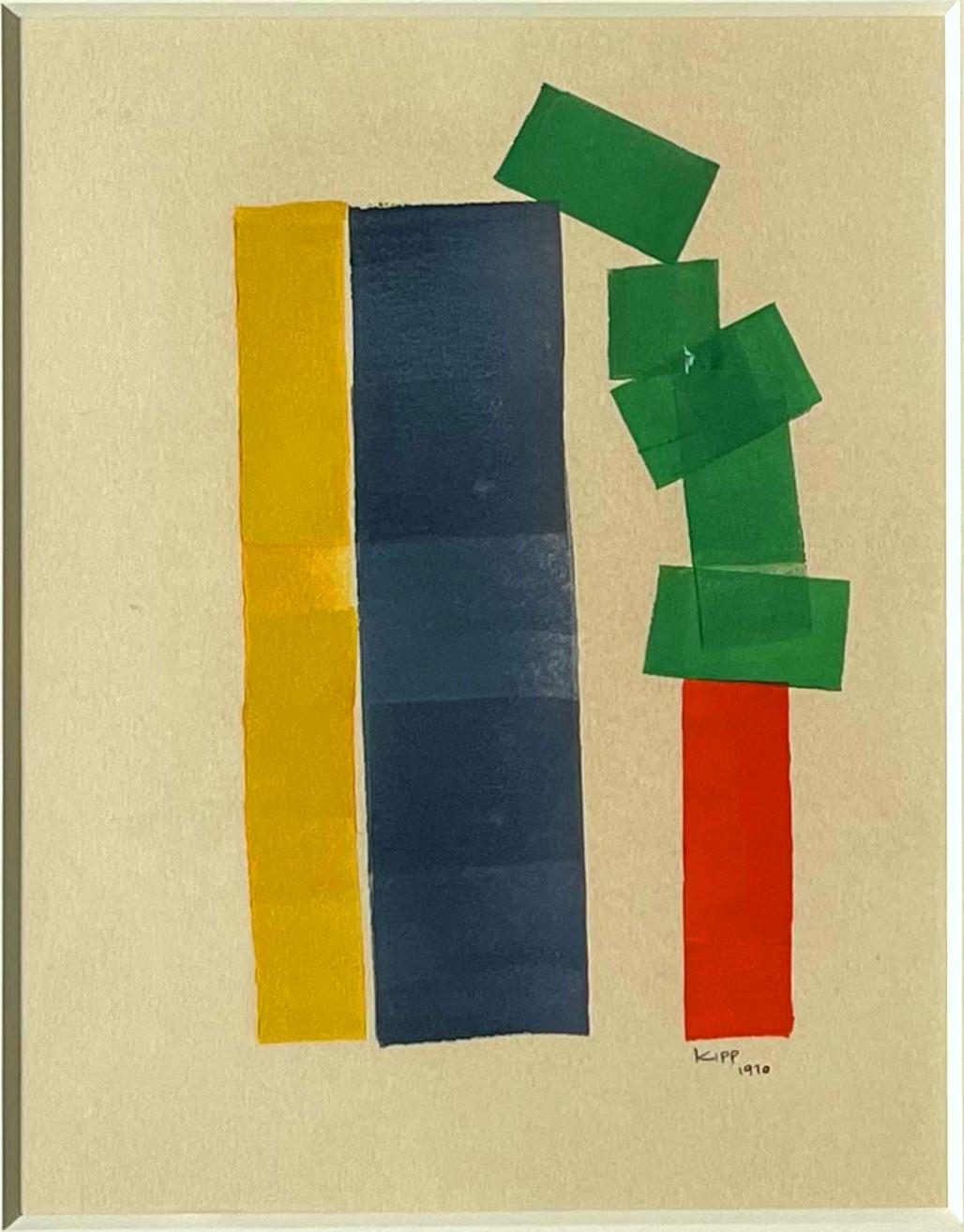 Einzigartiges Gemälde auf Papier, handsigniert vom Minimalismus-Pionier Lyman Kipp, gerahmt (Minimalistisch), Painting, von Lyman Kipp 