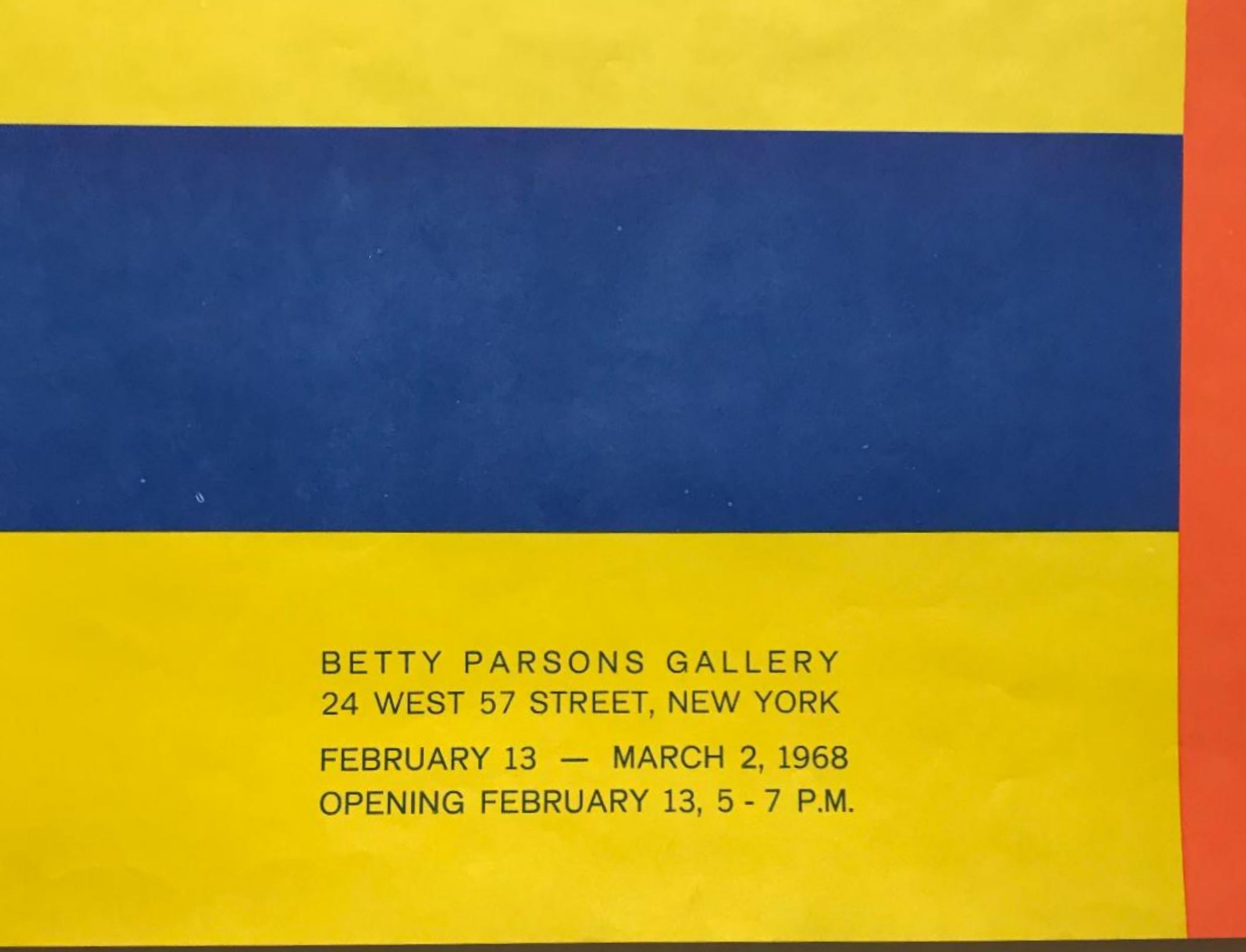 Lyman Kipp
Kipp, in der Betty Parsons Gallery, 1968
Seltenes minimalistisches Siebdruck-Ankündigungsplakat
24 × 13 1/4 Zoll
Ungerahmt
Äußerst selten. Wenn Sie diesen Eintrag lesen, wissen Sie, wer Lyman Kipp ist, Sie wissen, wer Betty Parsons ist,