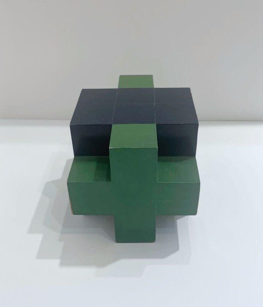 Lyman Kipp
1960s Constructivist/Minimalist Sculpture, 1968
Painted Wood
Signed twice: signed and dated 1968 in black marker on the underside also bears artist's official name and date stamp
4 3/4 × 6 3/4 × 4 3/4 inches
painted wood sculpture
Signed