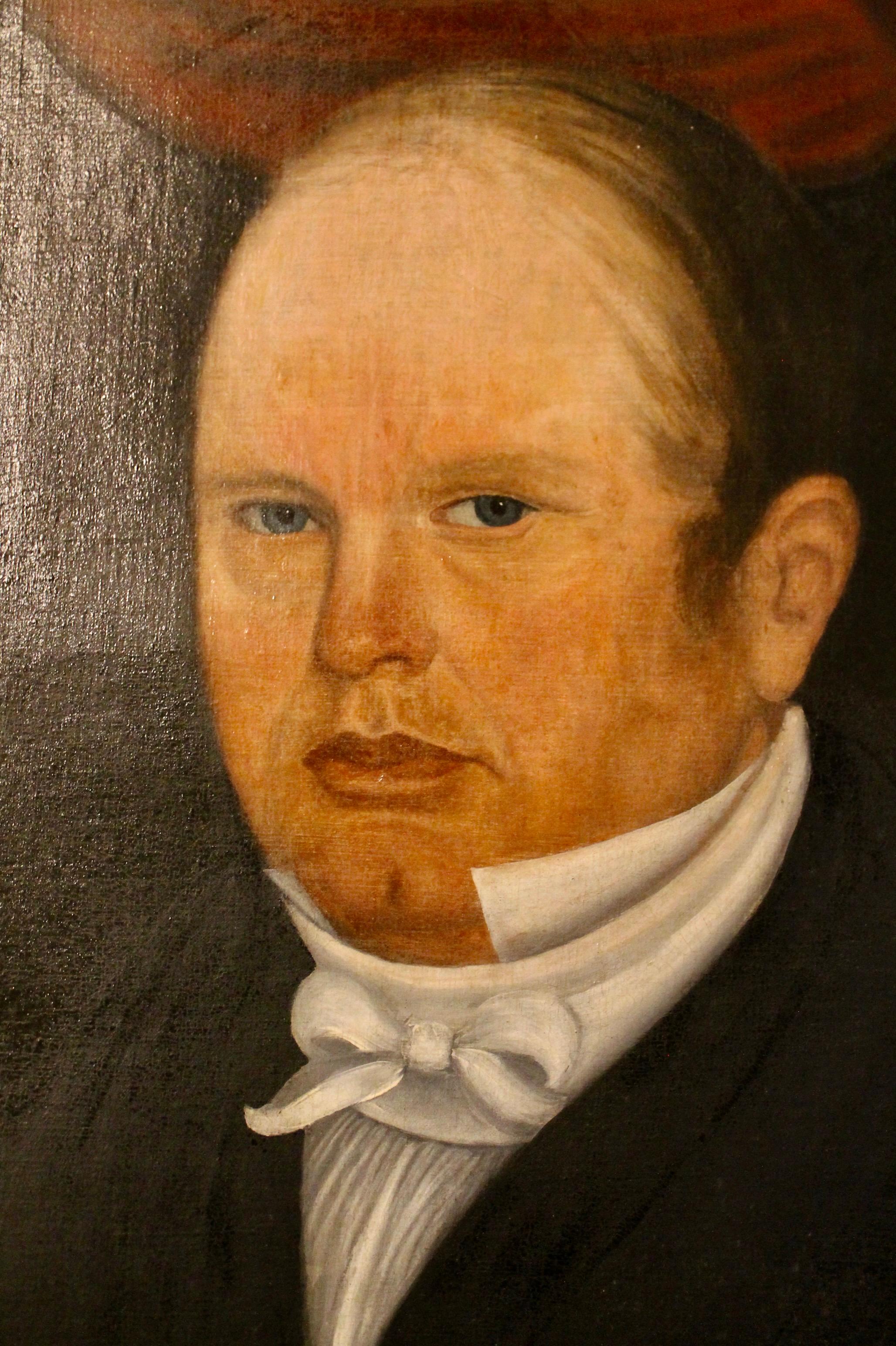 Hand-Painted Lyman Parks (Attributed to) Portraits of Mr. & Mrs. Abraham D. Martline For Sale