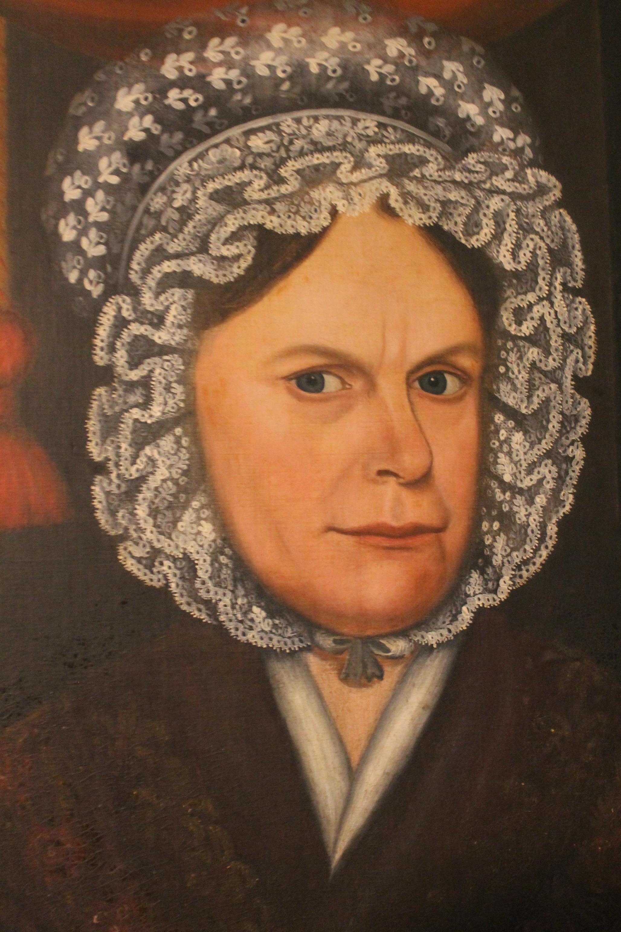 Lyman Parks (Attributed to) Portraits of Mr. & Mrs. Abraham D. Martline In Fair Condition For Sale In Sharon, CT