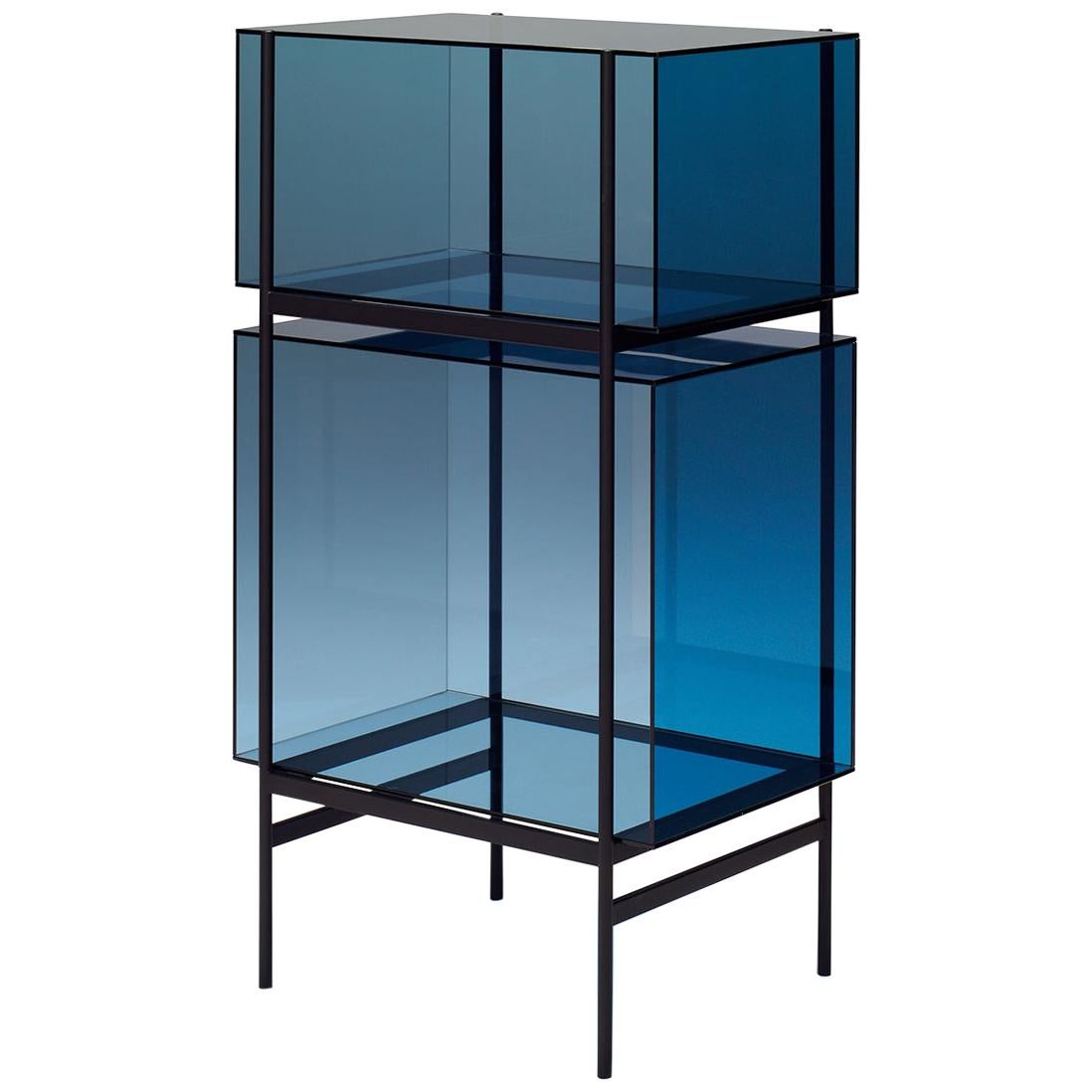 Lyn Cabinet, European, Minimalist, Blue, Black Base, German, Cabinet For Sale