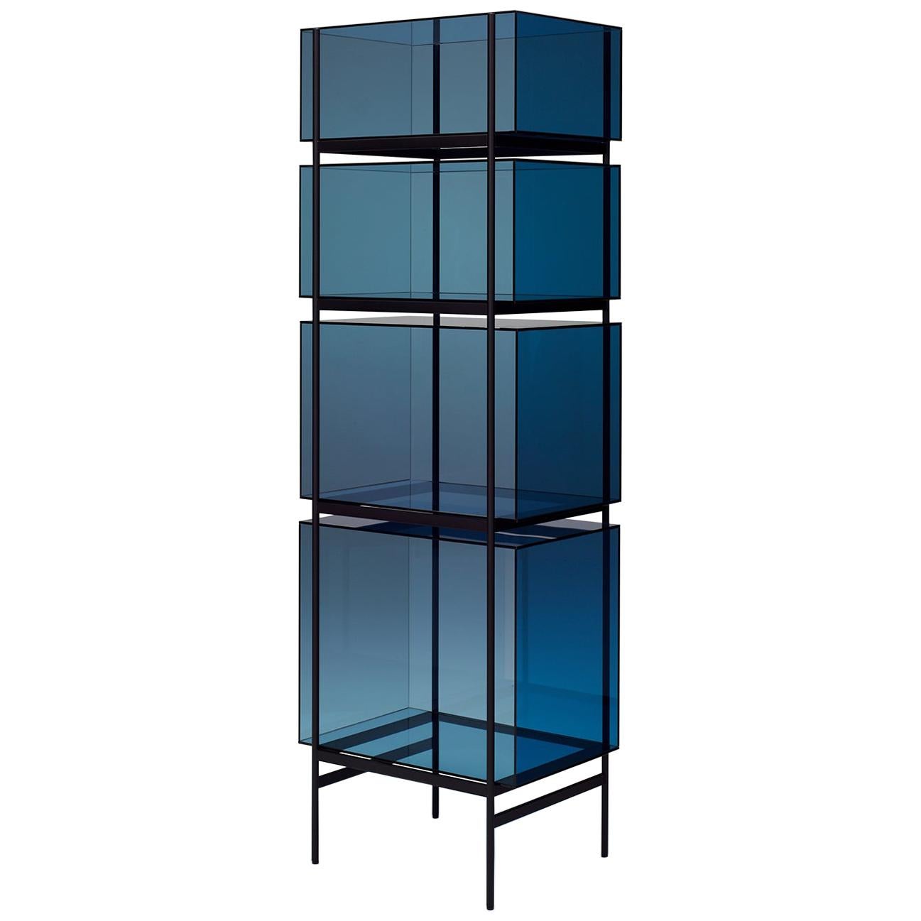 Lyn Cabinet, European, Minimalist, Blue, Black Base, German, Cabinet For Sale