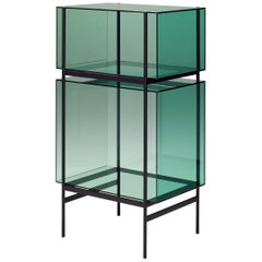 Lyn Cabinet, European, Minimalist, Green, Black Base, German, Cabinet