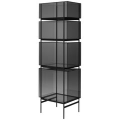 Lyn Cabinet, European, Minimalist, Grey, Black Base, German, Cabinet