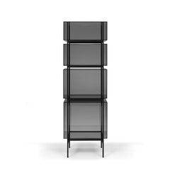 Lyn Cabinet, European, Minimalist, Grey, Black Base, German, Cabinet
