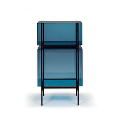 Lyn Cabinet, European, Minimalist, Blue, Black Base, German, Cabinet