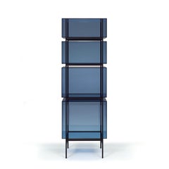 Lyn Cabinet, European, Minimalist, Blue, Black Base, German, Cabinet