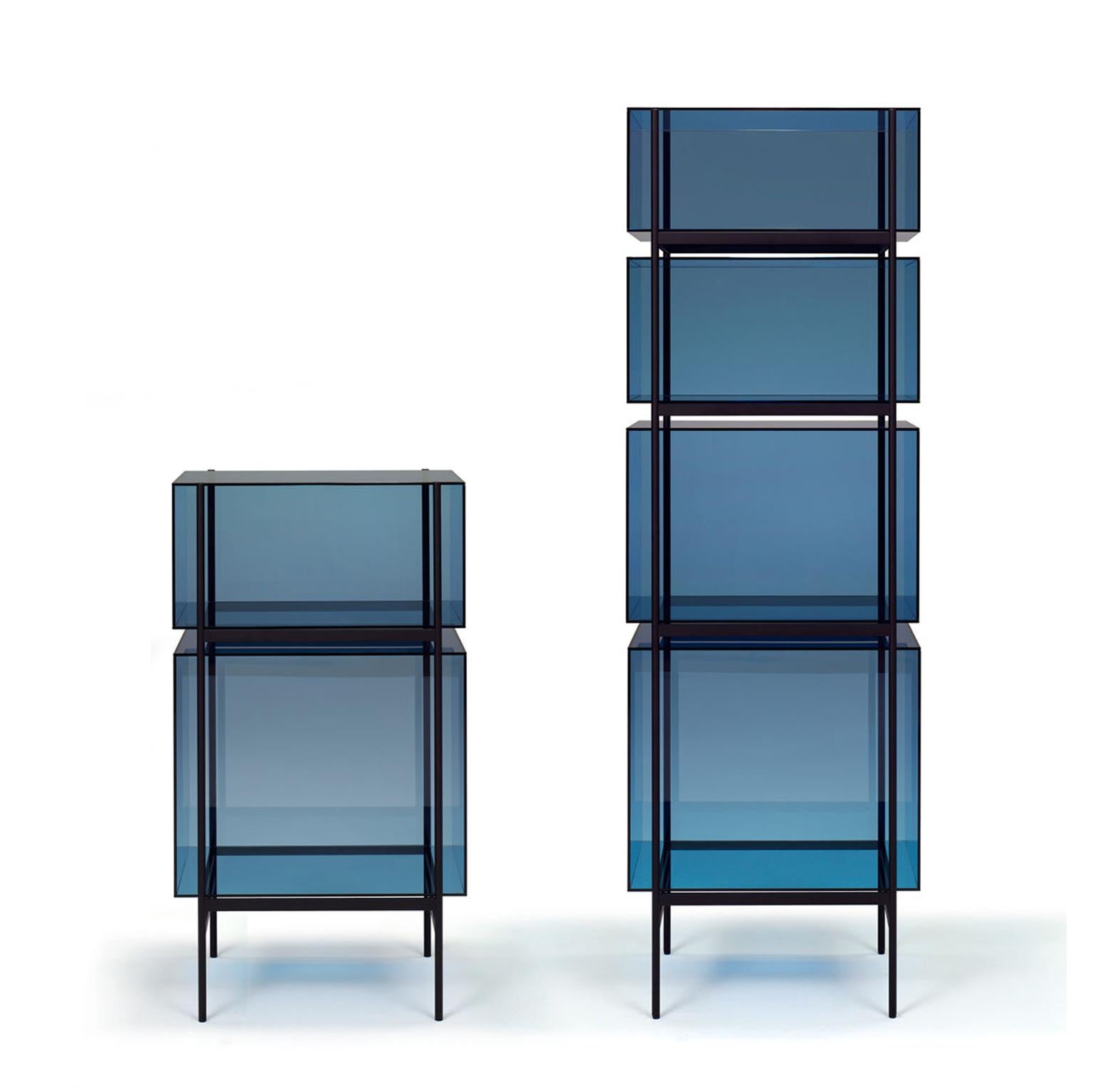 Lyn Cabinet, European, Minimalist, Blue, Black Base, German, Cabinet In New Condition For Sale In Weil am Rhein, DE