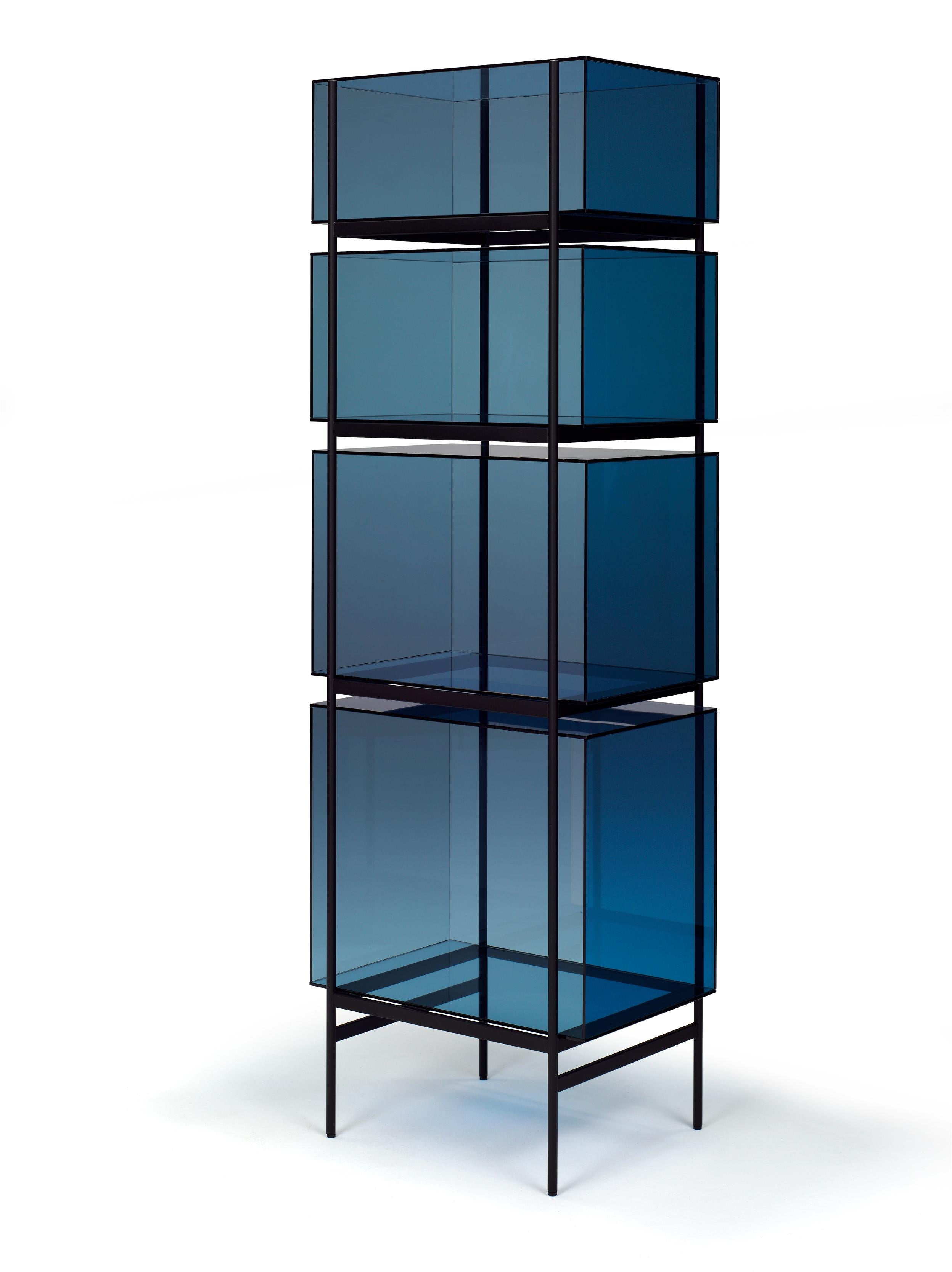 Post-Modern Lyn High Blue Black Cabinet by Pulpo
