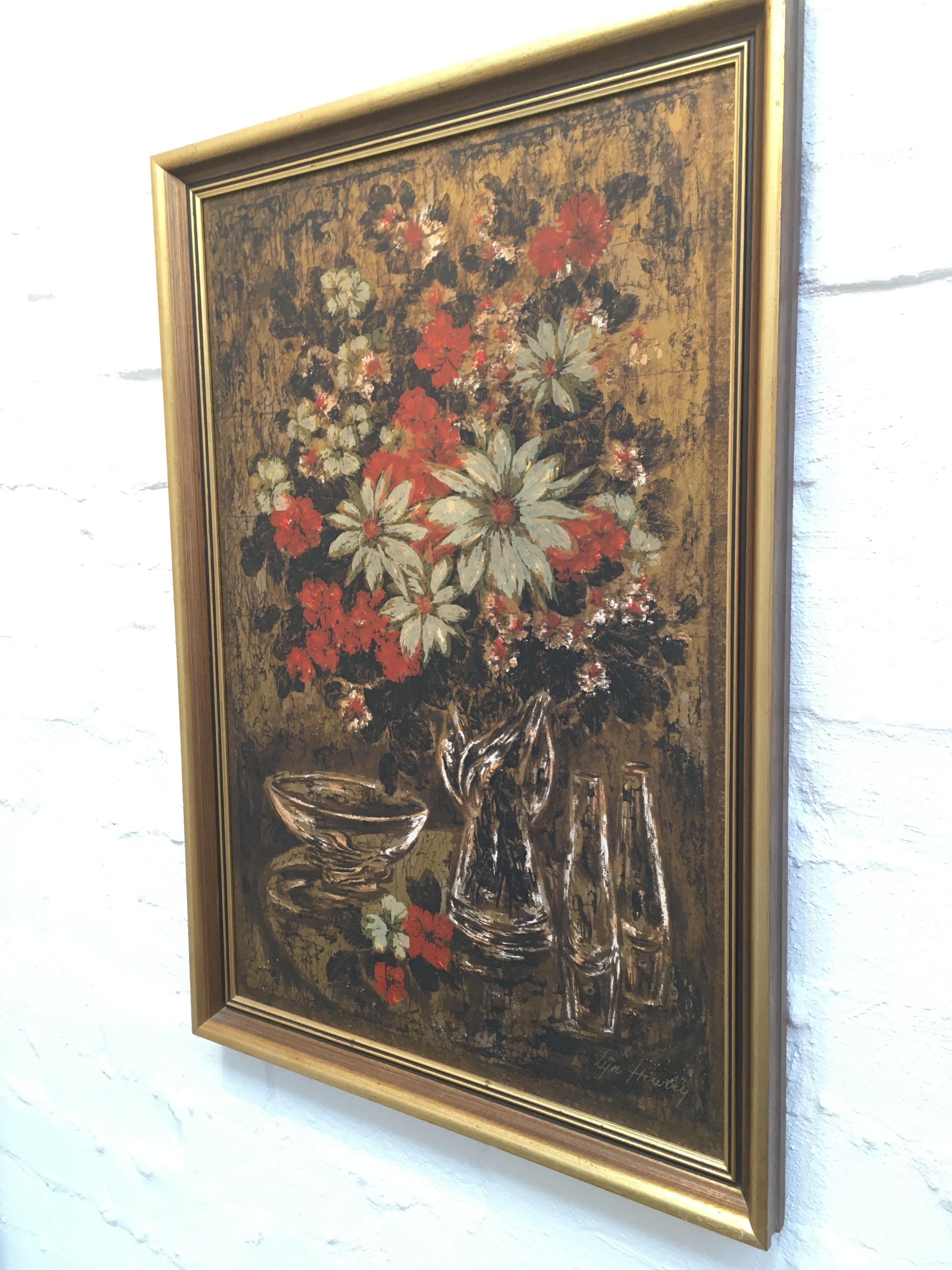 Mid-20th Century Lyn Howley Serigraph Les Fleur No. 3 Print Signed 1950s For Sale