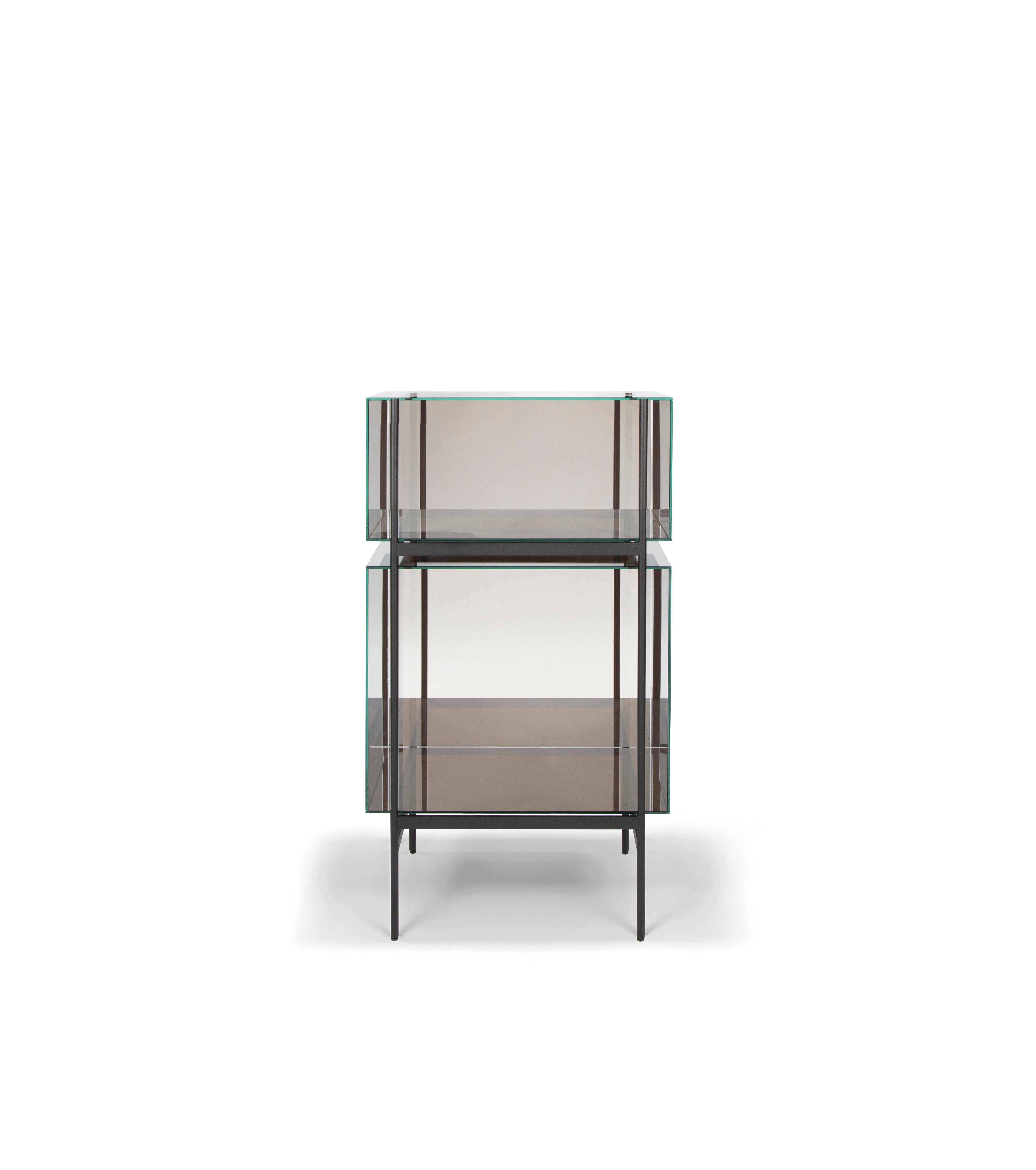 Contemporary Lyn Small Blue Black Cabinet by Pulpo