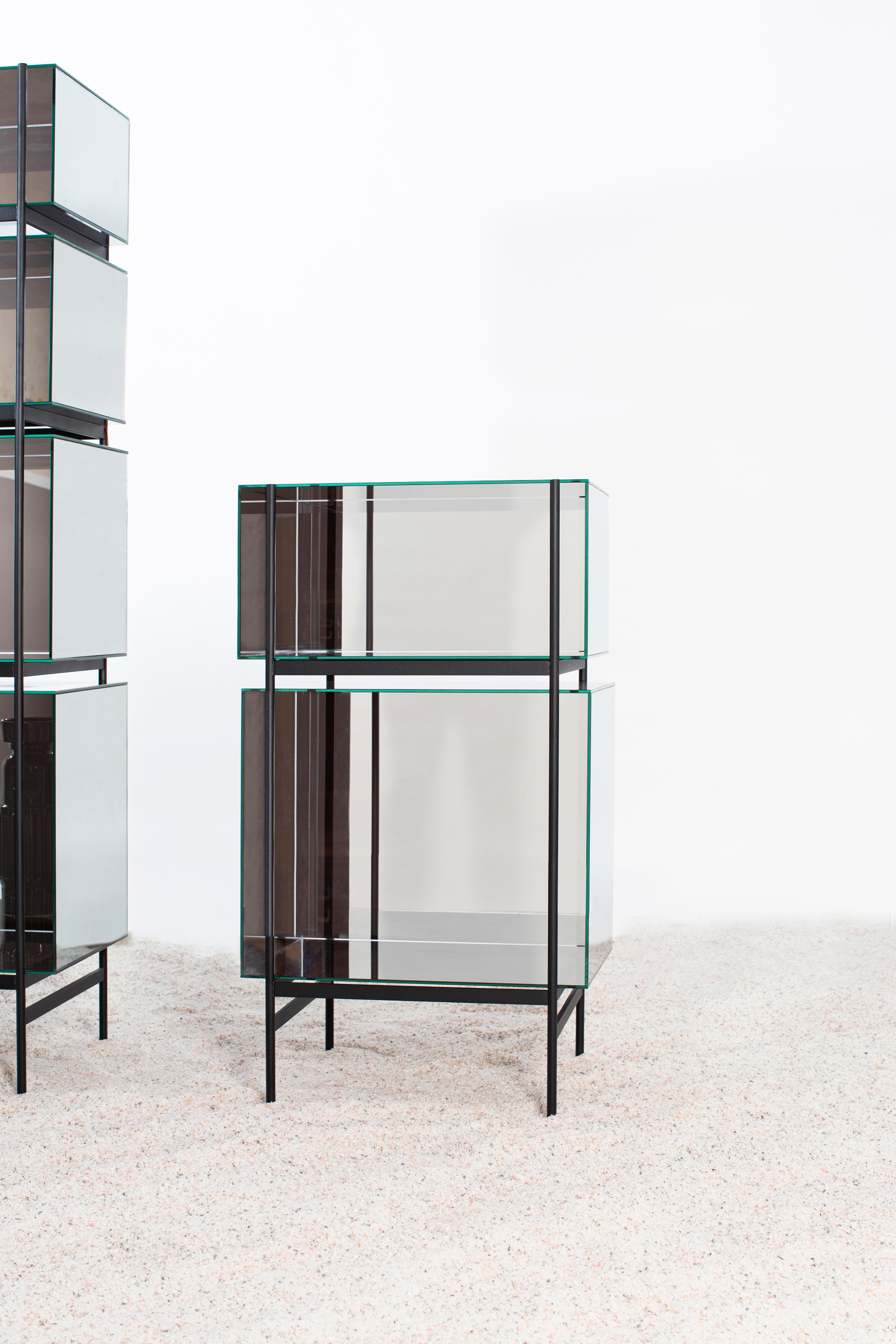 Lyn Small Mirror Black Cabinet by Pulpo 7