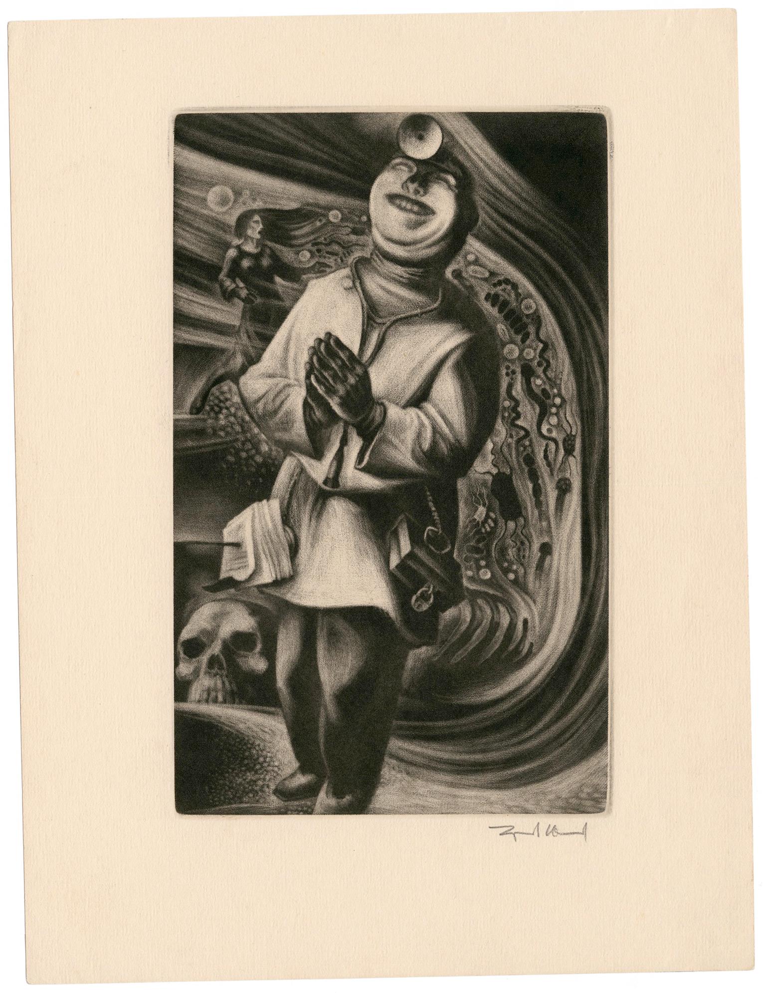 'Doctor' from 'In Praise of Folly' —  Mid-Century Graphic Modernism - Print by Lynd Ward