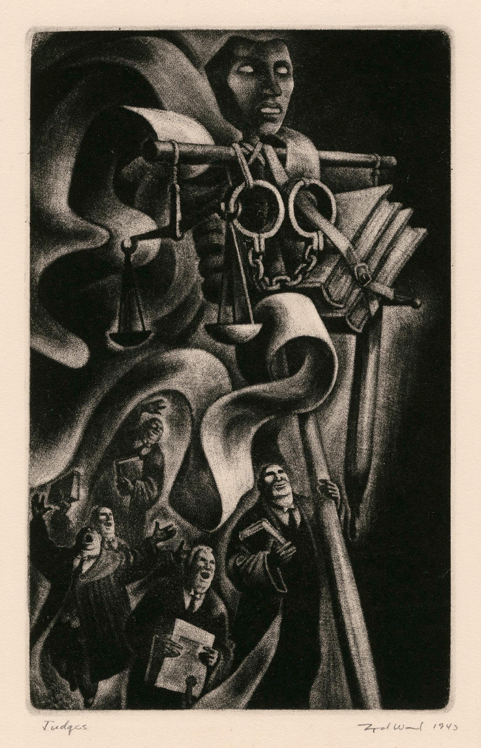 Lynd Ward Figurative Print - 'Judges' from 'In Praise of Folly' — 1940s Graphic Modernism