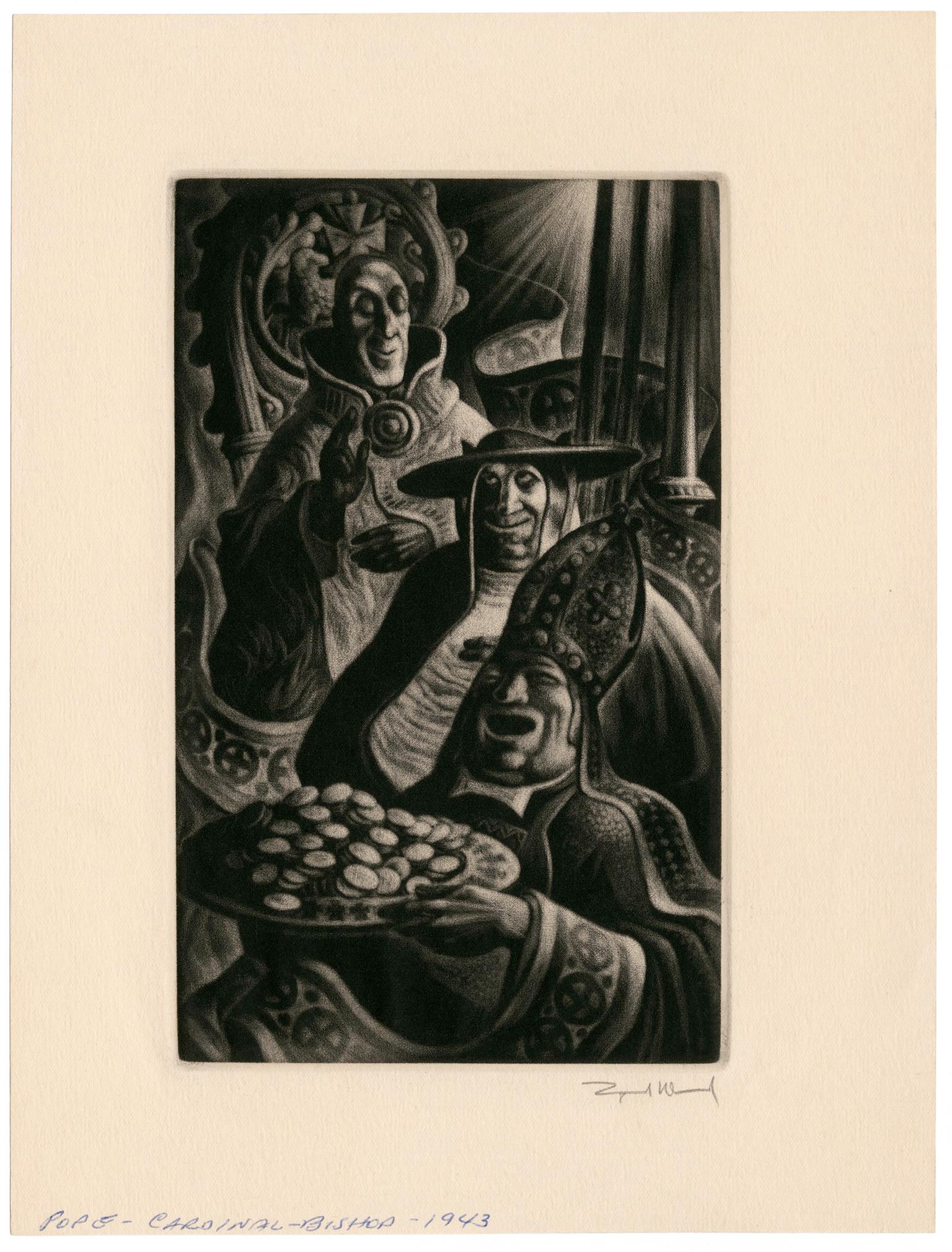 'Pope' from 'In Praise of Folly' —  Mid-Century Graphic Modernism - Print by Lynd Ward