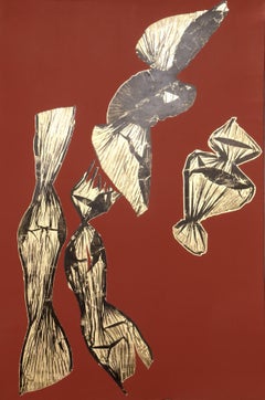Dual Nature (Brown), foglia d'oro e litografia di Lynda Benglis