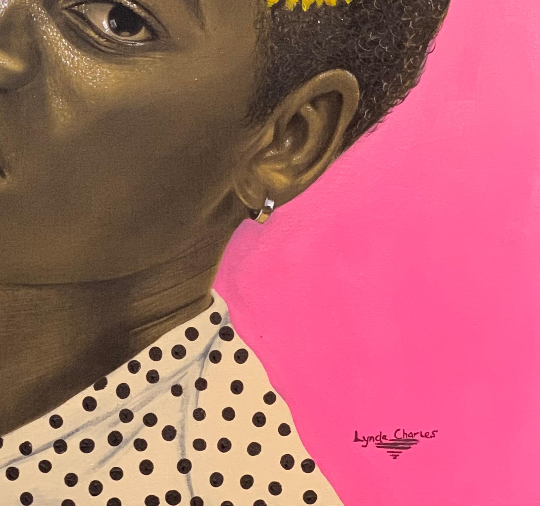 Salome (You and I in Color 2) - Pink Portrait Painting by Lynda Charles 